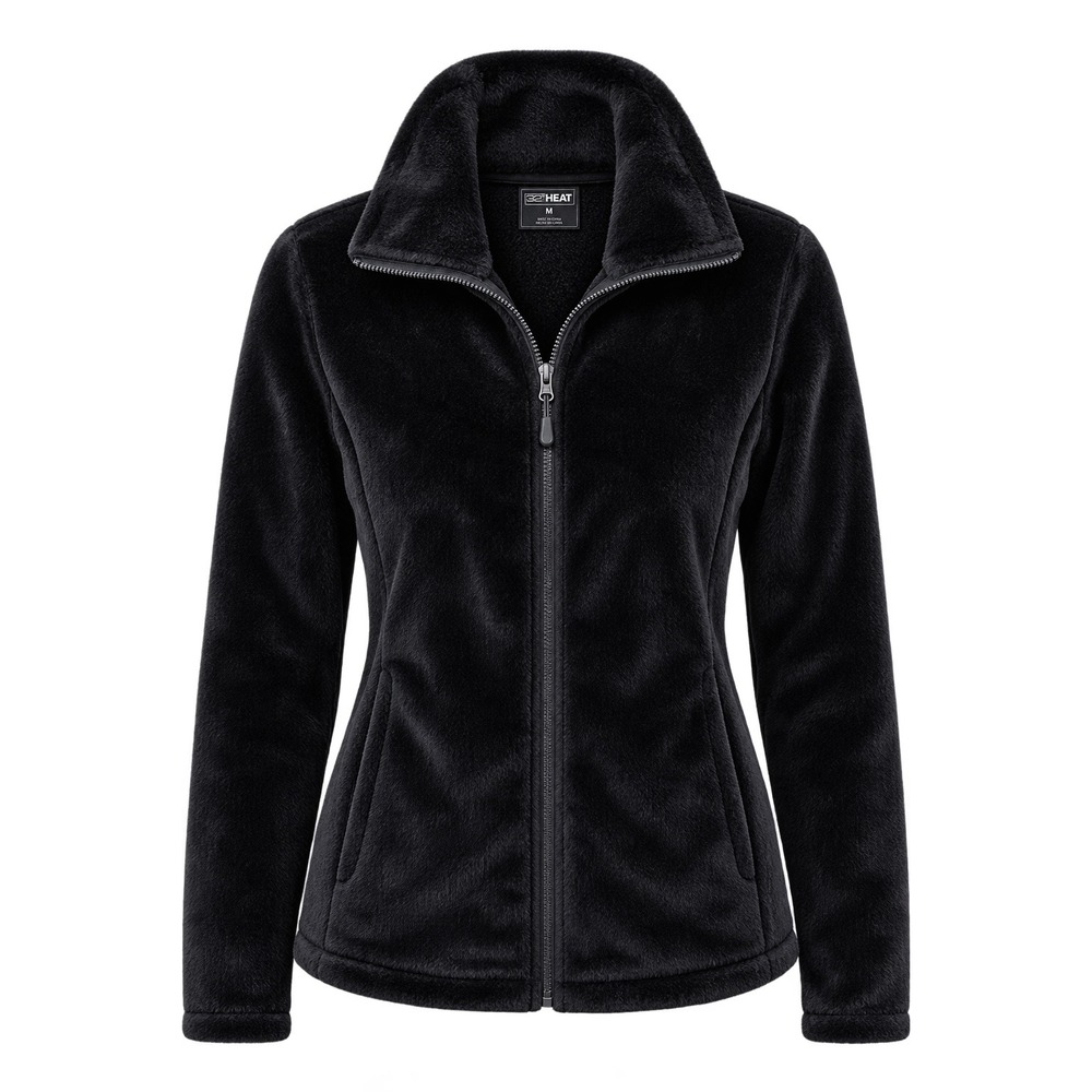 32 Degrees Heat Womens Black Plush Faux Fur Fleece Full Zip Jacket Size M
